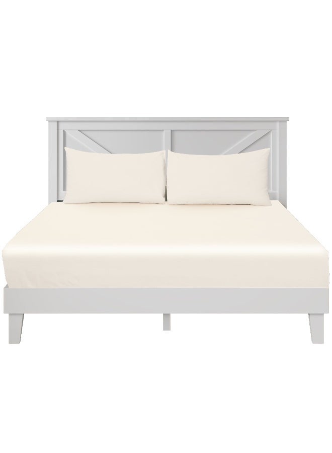 Siesta Zen™ 3 Pcs Set Premium T250 Cotton Rich Fitted Sheet Set Full Elastic 30cm Deep Pocket Fits for All, Ultra Soft, Breathable, Wrinkle Resistant (1 Fitted+2 Pillowcases) - Image 1